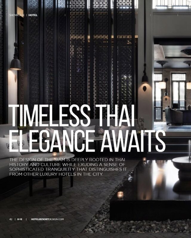 We are truly honored to be featured among just 10 exceptional properties in the latest issue of 𝐇+𝐑 | 𝐇𝐨𝐭𝐞𝐥 & 𝐑𝐞𝐬𝐨𝐫𝐭 𝐃𝐞𝐬𝐢𝐠𝐧 – Issue 28. Thank you for recognizing The Siam as one of the world’s most inspiring design-led hotels.
⁣
“𝐓𝐡𝐞 𝐒𝐢𝐚𝐦 𝐢𝐬 𝐧𝐨𝐭 𝐣𝐮𝐬𝐭 𝐚 𝐡𝐨𝐭𝐞𝐥 – 𝐢𝐭’𝐬 𝐚 𝐦𝐞𝐭𝐢𝐜𝐮𝐥𝐨𝐮𝐬𝐥𝐲 𝐜𝐮𝐫𝐚𝐭𝐞𝐝 𝐣𝐨𝐮𝐫𝐧𝐞𝐲 𝐭𝐡𝐫𝐨𝐮𝐠𝐡 𝐓𝐡𝐚𝐢𝐥𝐚𝐧𝐝’𝐬 𝐚𝐫𝐭, 𝐡𝐢𝐬𝐭𝐨𝐫𝐲, 𝐚𝐧𝐝 𝐜𝐮𝐥𝐭𝐮𝐫𝐞.”— 𝐇+𝐑 𝐇𝐨𝐭𝐞𝐥 & 𝐑𝐞𝐬𝐨𝐫𝐭 𝐃𝐞𝐬𝐢𝐠𝐧
⁣
From our riverside retreat’s Art Deco charm to its soulful storytelling and antique-filled interiors, we’re proud to be celebrated for what makes us uniquely The Siam.
⁣
📖 Read the full feature (p. 42–51): http://bit.ly/3S8Pbw5
⁣
#TheSiamHotel #HRHotelResortDesign #DesignInspiration #BangkokHotels #LuxuryRetreat #TimelessDesign